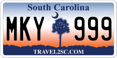SC license plate MKY999