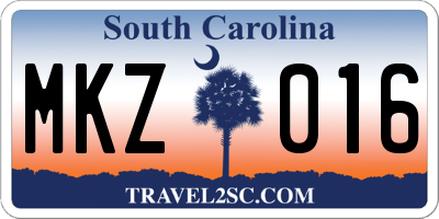 SC license plate MKZ016