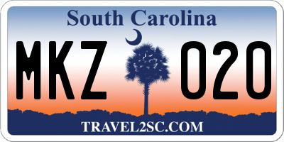 SC license plate MKZ020