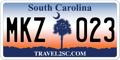SC license plate MKZ023