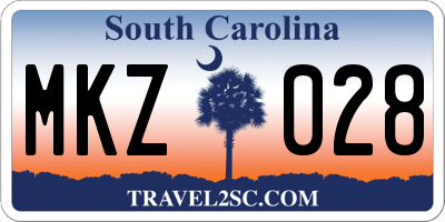 SC license plate MKZ028