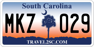 SC license plate MKZ029