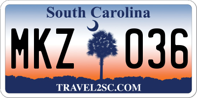 SC license plate MKZ036