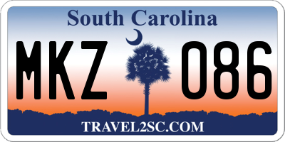 SC license plate MKZ086