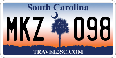 SC license plate MKZ098