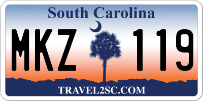 SC license plate MKZ119