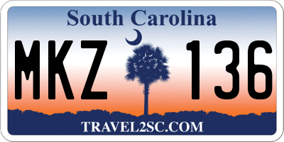 SC license plate MKZ136