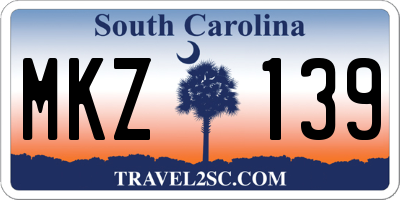 SC license plate MKZ139