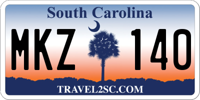 SC license plate MKZ140