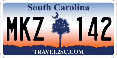 SC license plate MKZ142