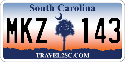 SC license plate MKZ143