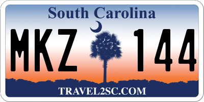 SC license plate MKZ144