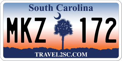 SC license plate MKZ172