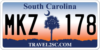 SC license plate MKZ178