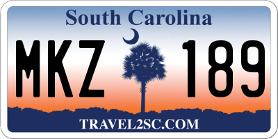 SC license plate MKZ189