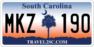 SC license plate MKZ190