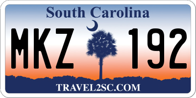 SC license plate MKZ192