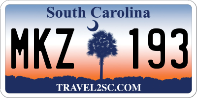 SC license plate MKZ193