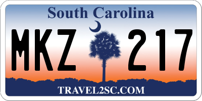 SC license plate MKZ217