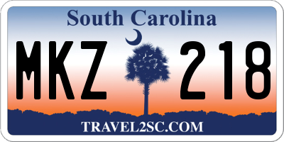 SC license plate MKZ218