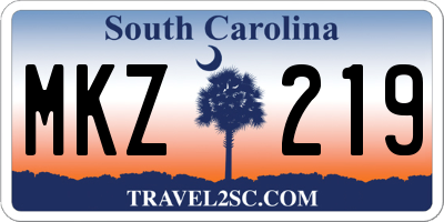 SC license plate MKZ219