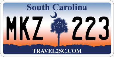 SC license plate MKZ223