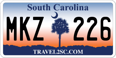 SC license plate MKZ226