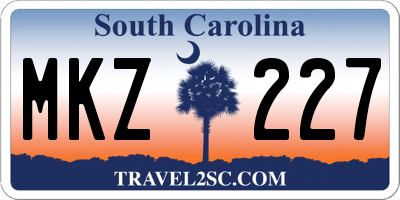 SC license plate MKZ227