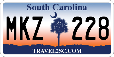 SC license plate MKZ228