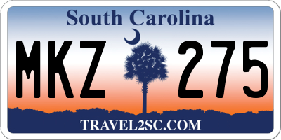 SC license plate MKZ275