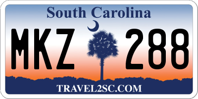 SC license plate MKZ288
