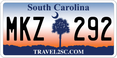 SC license plate MKZ292