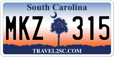 SC license plate MKZ315