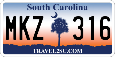 SC license plate MKZ316