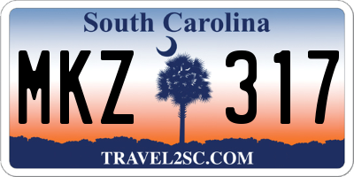 SC license plate MKZ317