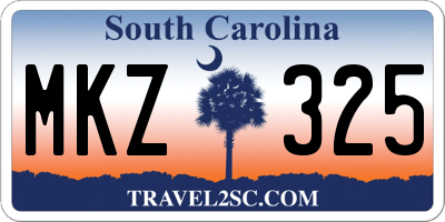SC license plate MKZ325