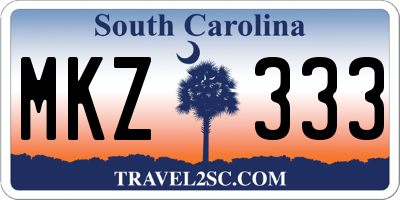 SC license plate MKZ333