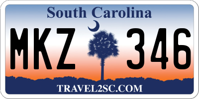 SC license plate MKZ346