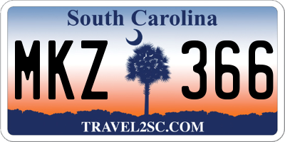 SC license plate MKZ366