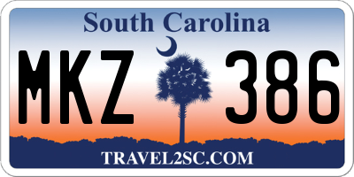 SC license plate MKZ386