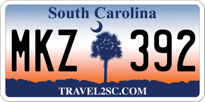SC license plate MKZ392