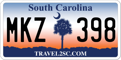 SC license plate MKZ398