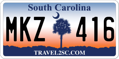 SC license plate MKZ416