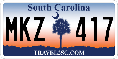 SC license plate MKZ417