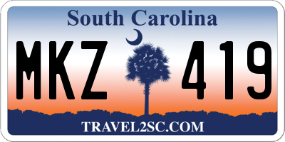 SC license plate MKZ419