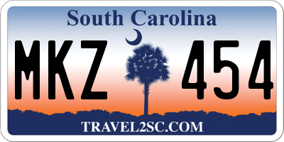 SC license plate MKZ454