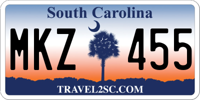 SC license plate MKZ455