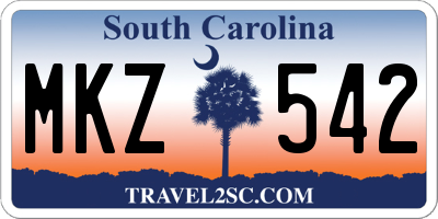 SC license plate MKZ542