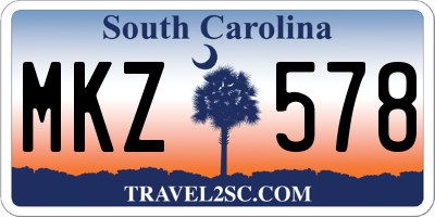 SC license plate MKZ578