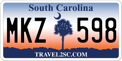 SC license plate MKZ598
